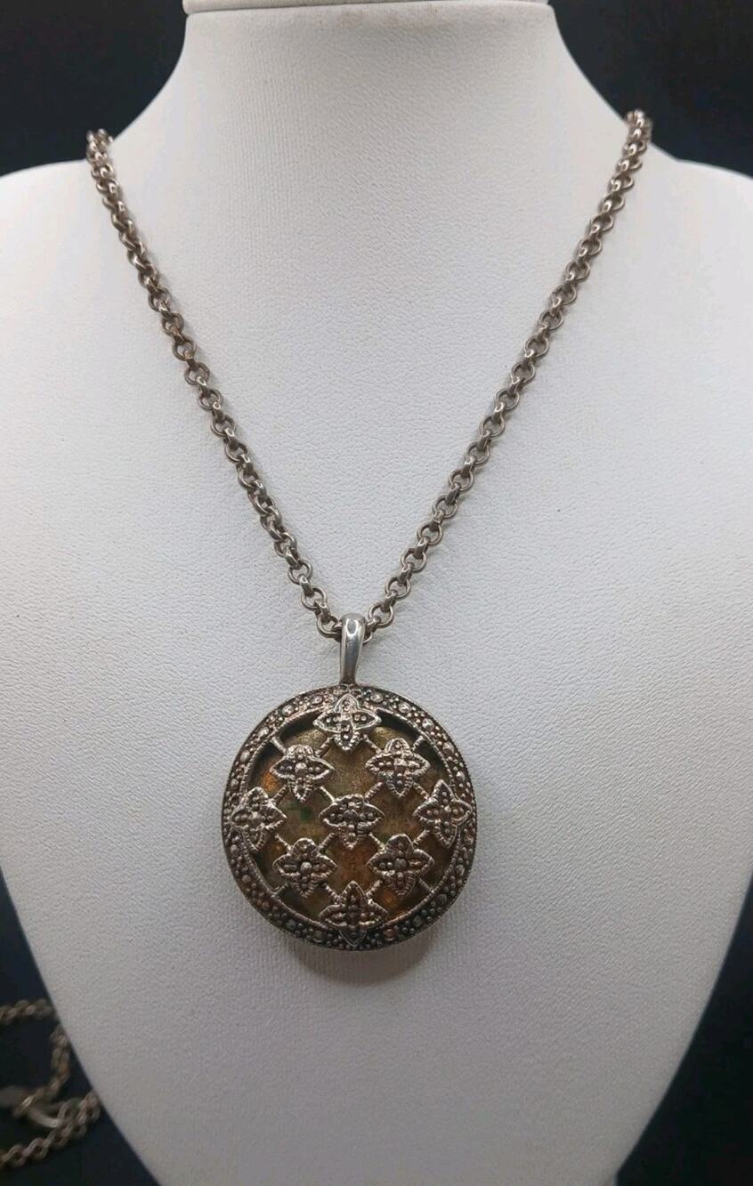 Vintage Filigree Locket Necklace Silver Tone Premier Designs